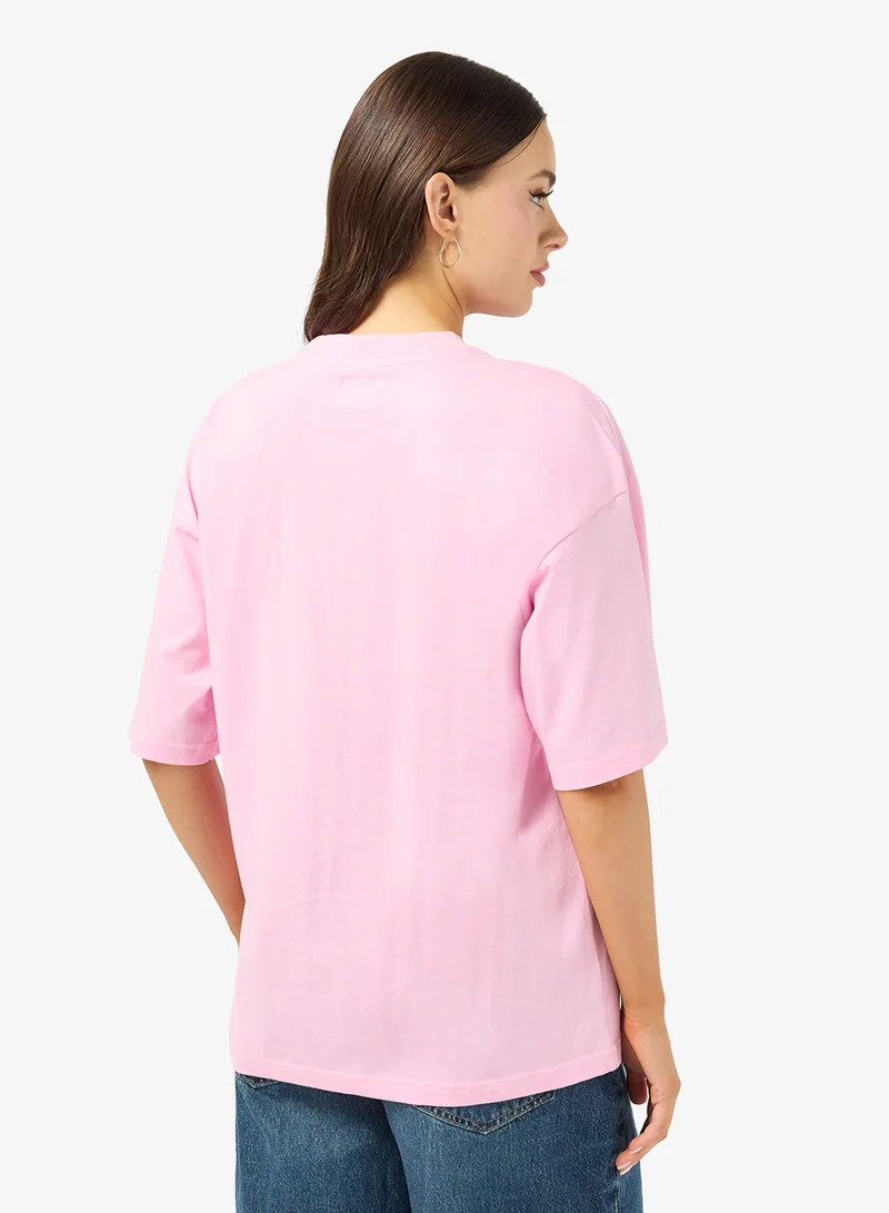 جينجر Cotton Oversize Varsity Graphic T-shirt